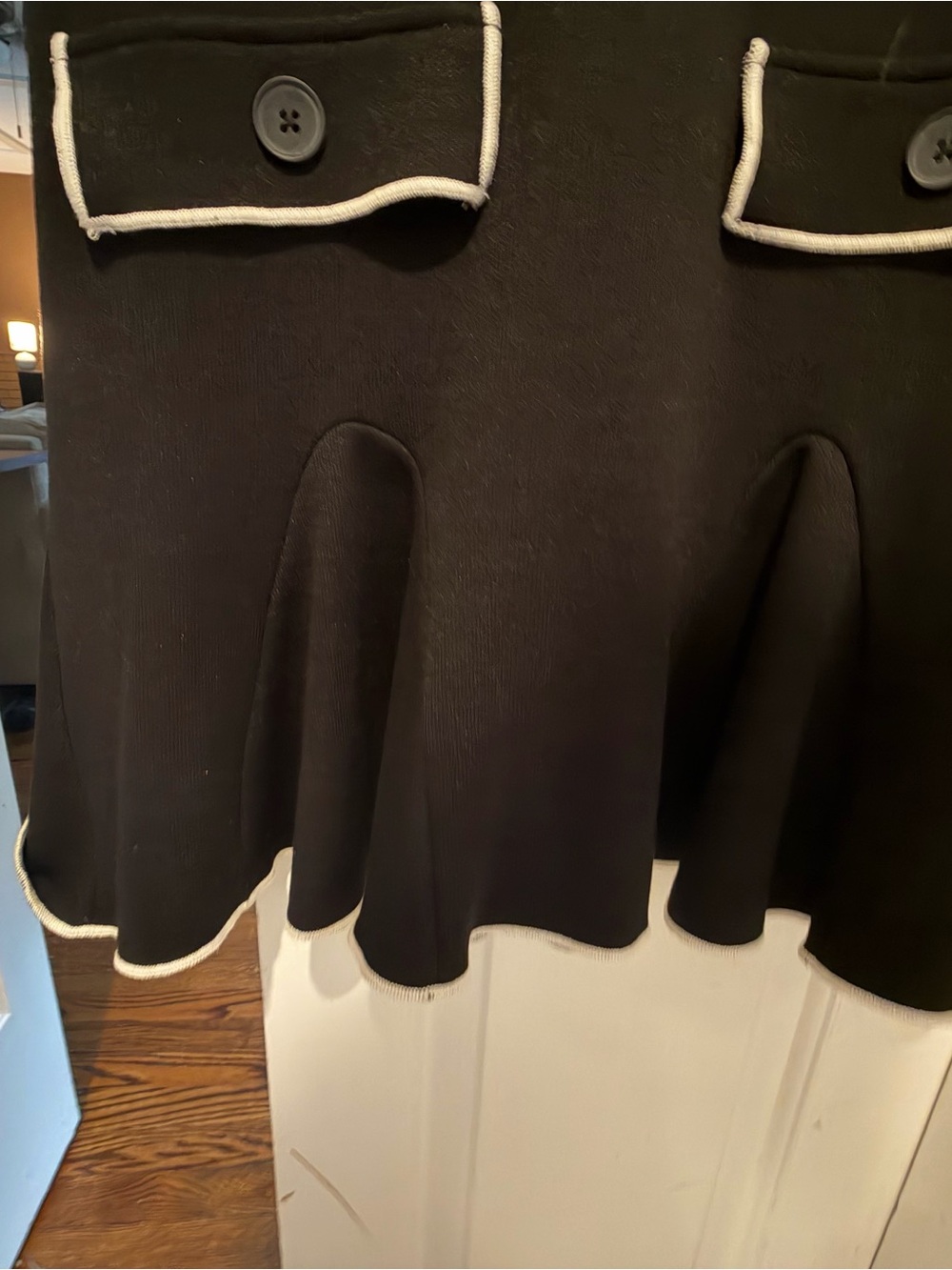 Zara Black Dress with White Trim, ruffle style bottom, size S, nwot - Picture 3 of 7